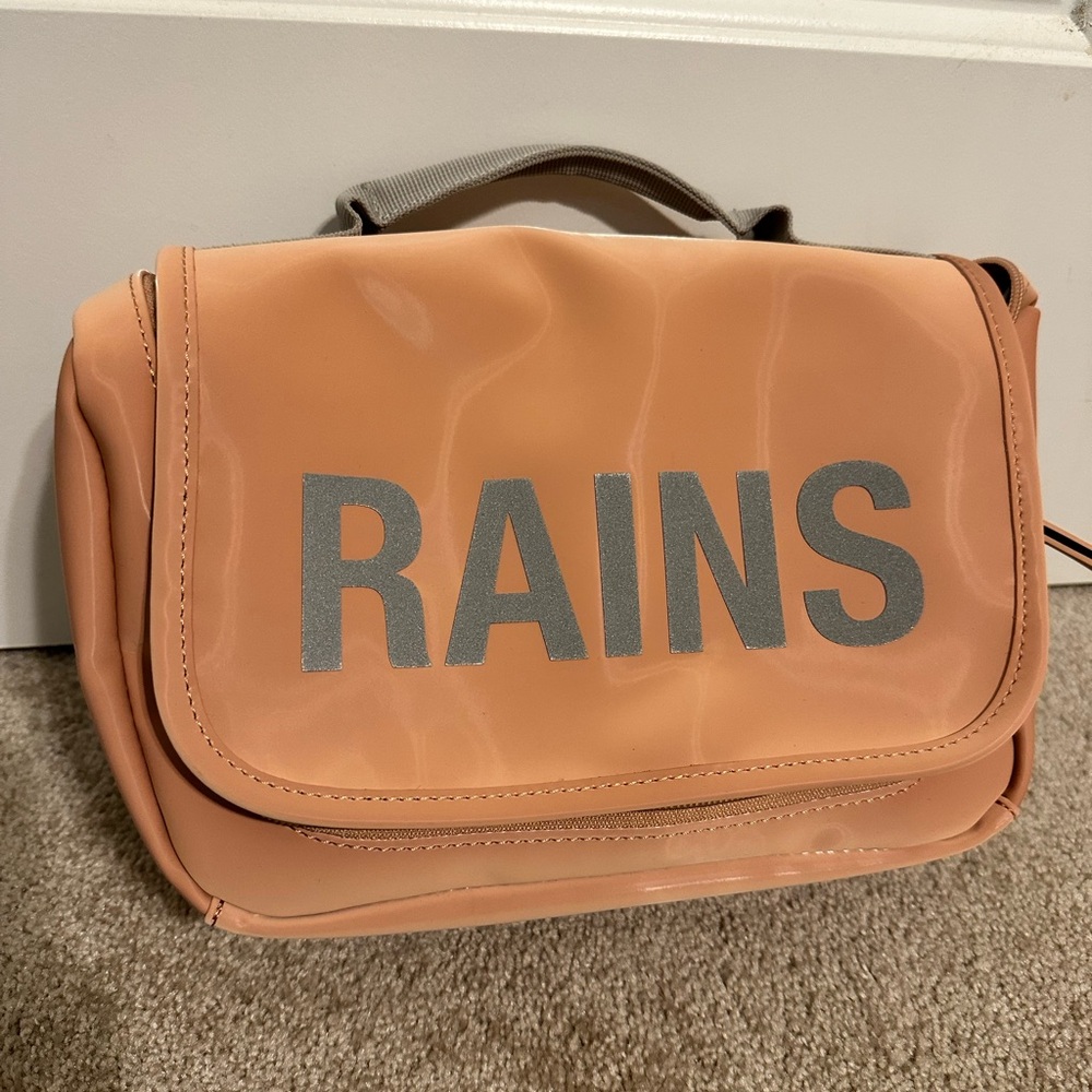Rains Peach Waterproof Travel Pouch with Reflective Logo
